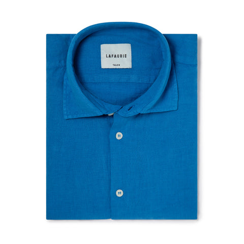 Chemise en lin Lafaurie bleu persan