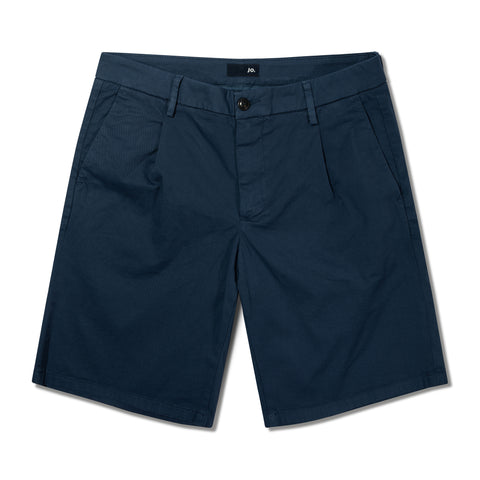 Bermuda à pince en coton bleu franc