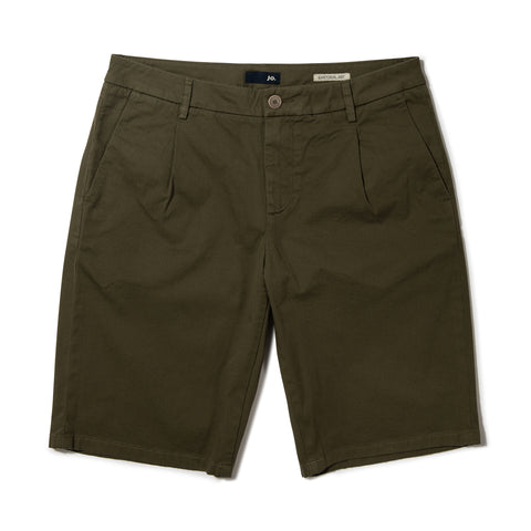 Bermuda à pince en coton vert army