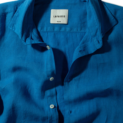 Chemise en lin Lafaurie bleu persan