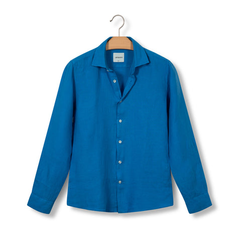 Chemise en lin Lafaurie bleu persan