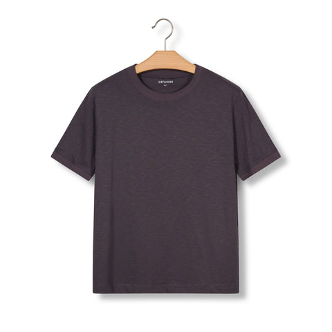 Tee shirt en coton flamé violet parme
