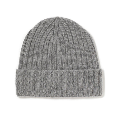 Bonnet à côtes en laine gris clair