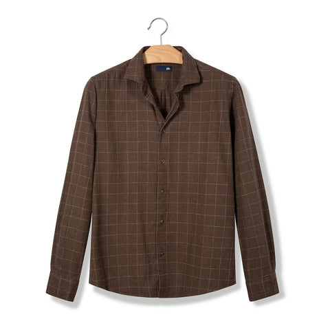 Chemise en flanelle de coton à carreaux marron