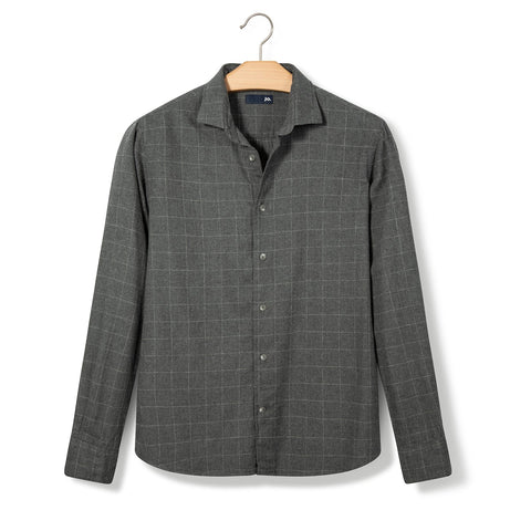 Chemise en flanelle de coton à carreaux gris
