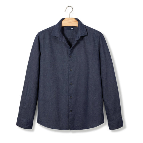 Chemise en flanelle de coton bleu marine