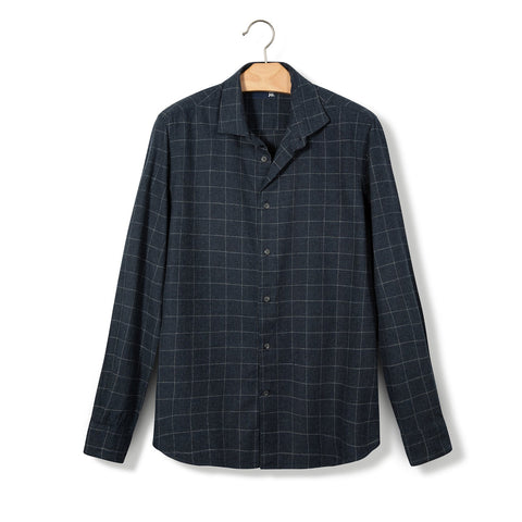 Chemise en flanelle de coton à carreaux marine