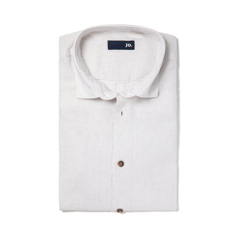 chemise rayée en lin & coton gris clair