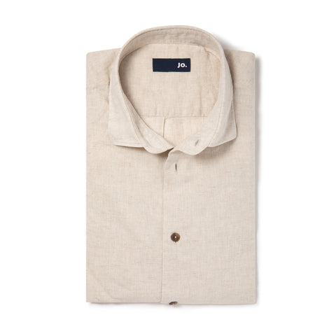 Chemise unie en lin & coton naturel