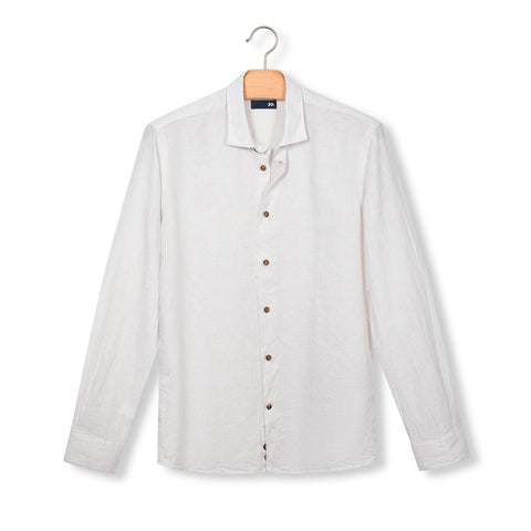 chemise rayée en lin & coton gris clair