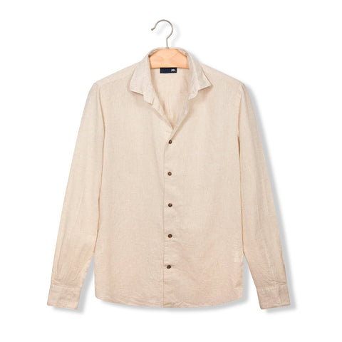 Chemise unie en lin & coton naturel