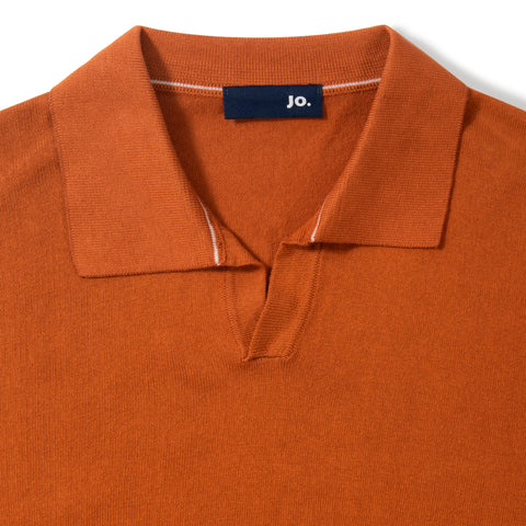 Pull manches courtes à col polo orange sanguine