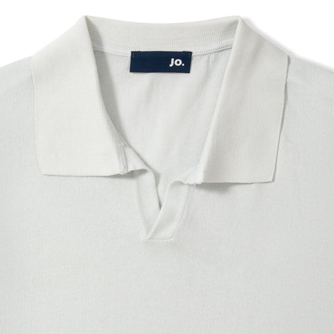 Pull manches courtes à col polo gris perle
