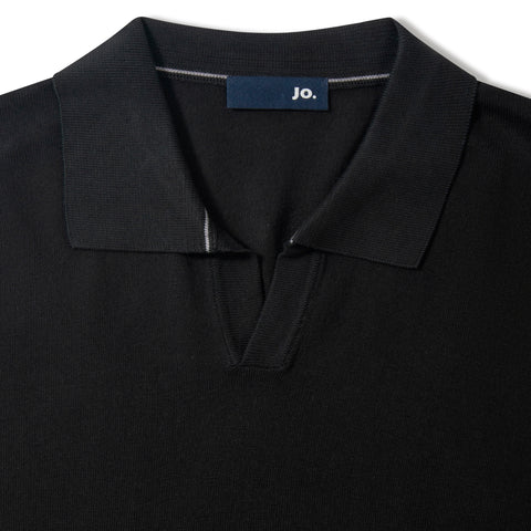 Pull manches courtes à col polo noir