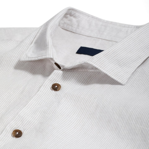 chemise rayée en lin & coton gris clair