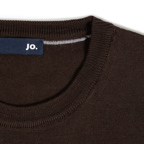Pull col rond en laine mérinos chocolat