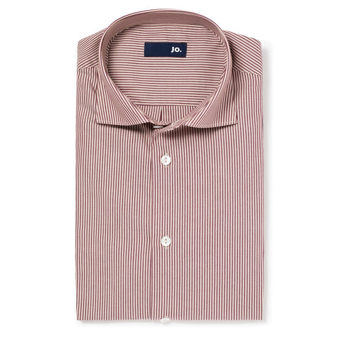Chemise formelle à fines rayures bâton bordeaux/camel