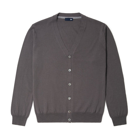 Cardigan en laine mérinos gris plomb