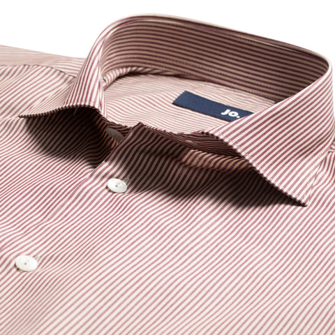 Chemise formelle à fines rayures bâton bordeaux/camel
