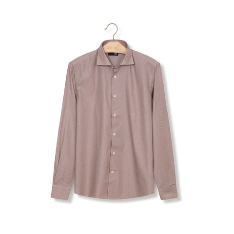 Chemise formelle à fines rayures bâton bordeaux/camel