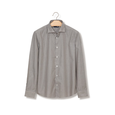 Chemise formelle à fines rayures bâton noir/camel