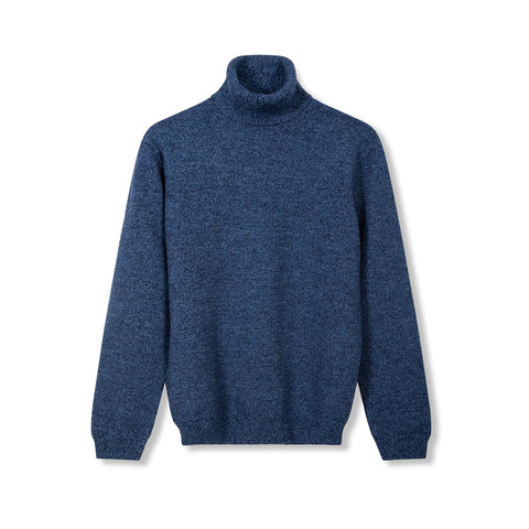 pull à col roulé navy-bleu jean