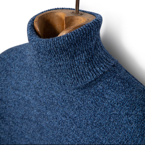 pull à col roulé navy-bleu jean