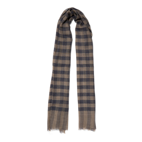 Écharpe en laine à motifs gris/indigo