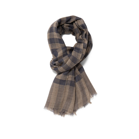 Écharpe en laine à motifs gris/indigo