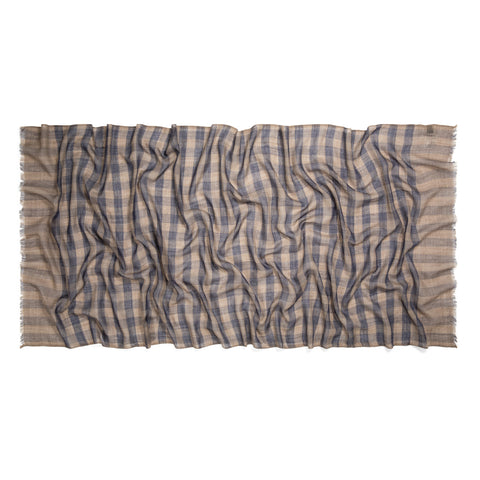 Écharpe en laine à motifs gris/indigo