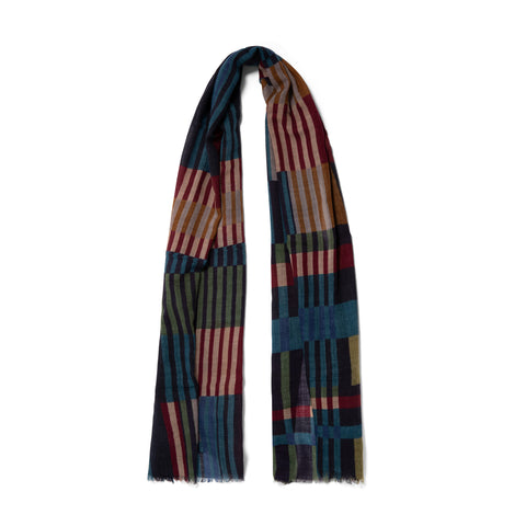 Écharpe en laine à motifs navy/cardinal