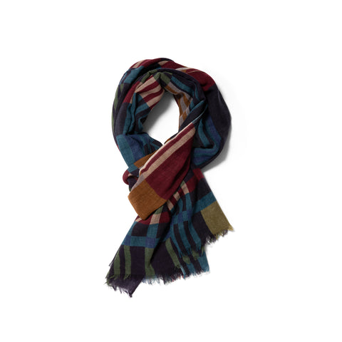 Écharpe en laine à motifs navy/cardinal