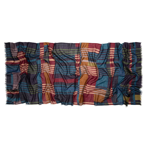Écharpe en laine à motifs navy/cardinal