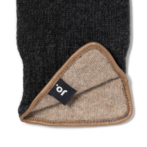 Gant tricoté en laine anthracite