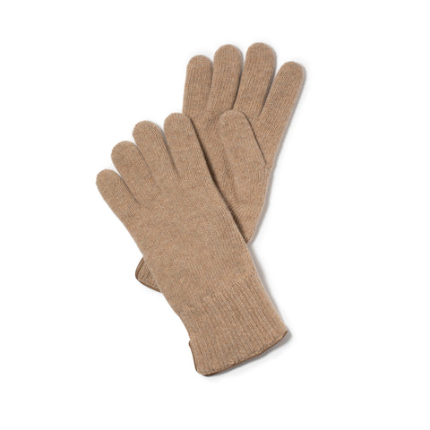 Gant tricoté en laine beige
