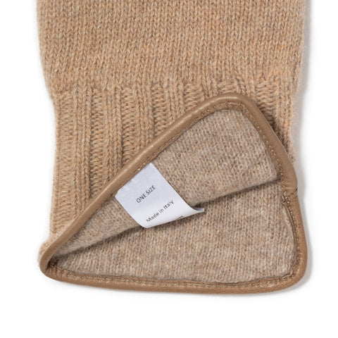 Gant tricoté en laine beige