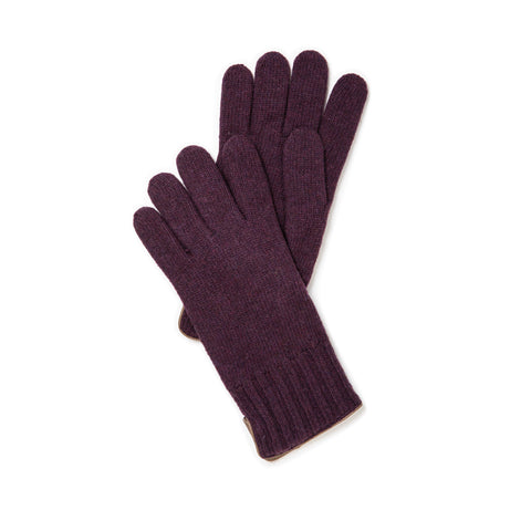 Gant tricoté en laine bordeaux