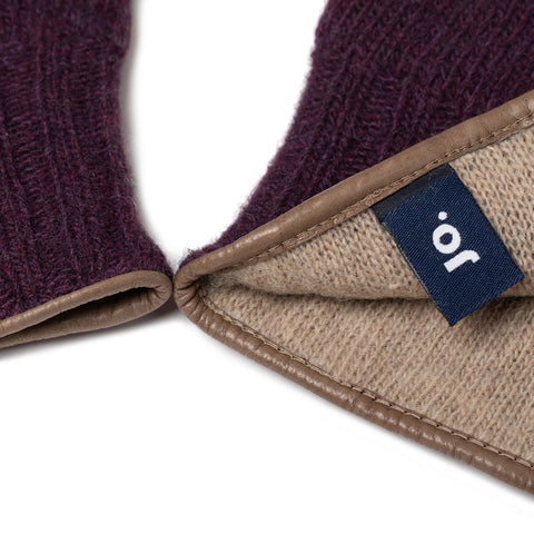 Gant tricoté en laine bordeaux