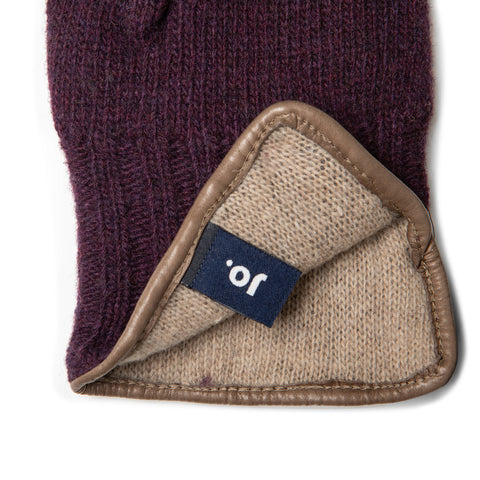 Gant tricoté en laine bordeaux