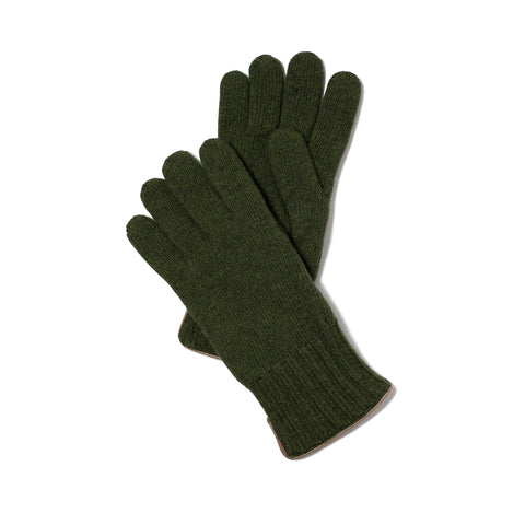 Gant tricoté en laine kaki