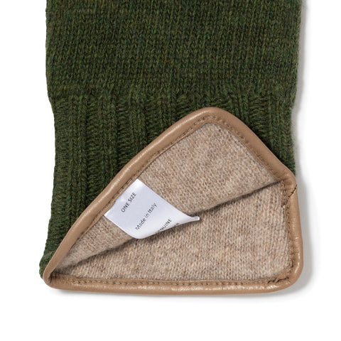 Gant tricoté en laine kaki
