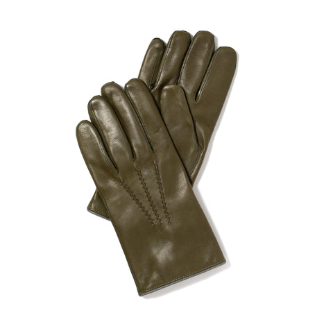 Gant cuir doublé lambswool vert militaire