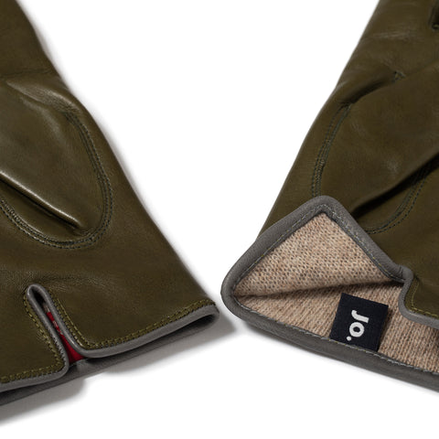 Gant cuir doublé lambswool vert militaire