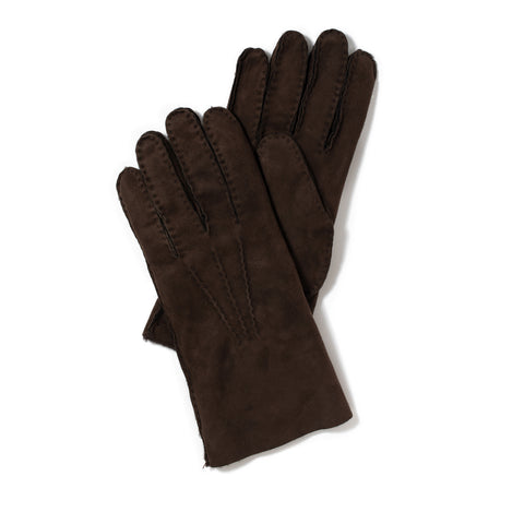 Gants en peau lainée marron