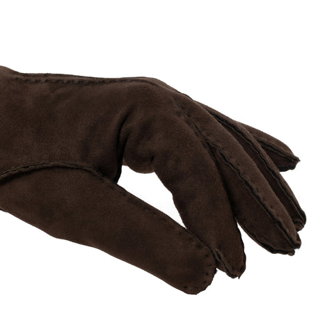 Gants en peau lainée marron