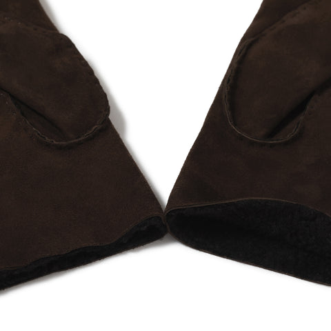 Gants en peau lainée marron