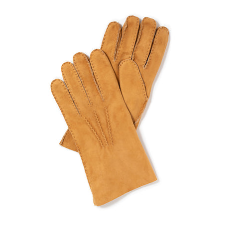Gants en peau lainée noisette