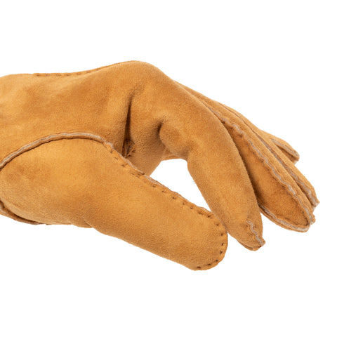 Gants en peau lainée noisette