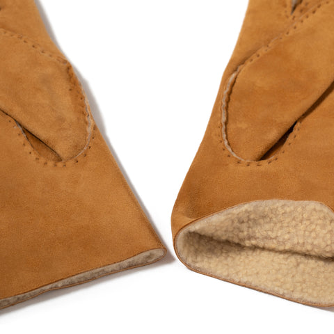 Gants en peau lainée noisette