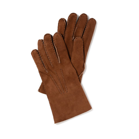 Gants en peau lainée mahogany
